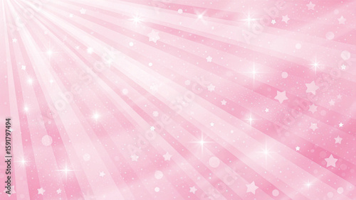 An abstract design featuring a bright, magical pink background with blurred stars and sparkling bokeh lights, perfect for a holiday celebration