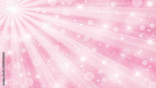 An abstract design featuring a bright, magical pink background with blurred stars and sparkling bokeh lights, perfect for a holiday celebration