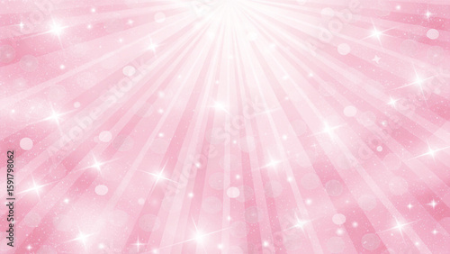 An abstract design featuring a bright, magical pink background with blurred stars and sparkling bokeh lights, perfect for a holiday celebration