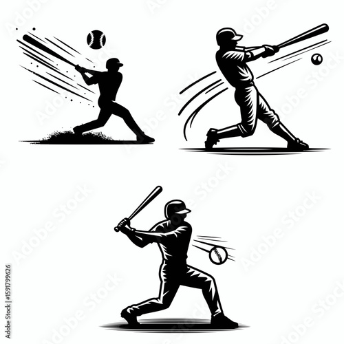 A Baseball batter practice swing. Sports Activity Playing Game Athlete Competition Clipart Line Art Vector Illustration. hitter dry run motion swing training for sport player action.