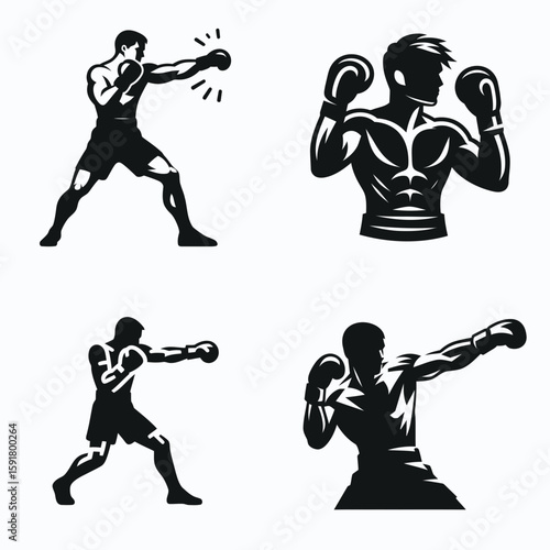 A Boxer throwing jab. Sports Activity Playing Game Athlete Competition Clipart Line Art Vector Illustration. fighter delivering punch an action in combat sport movement training.