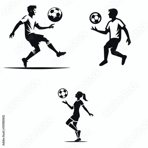 A Soccer player juggling ball. Sports Activity Playing Game Athlete Competition Clipart Line Art Vector Illustration. footwork training activity controlling spherical equipment for the.