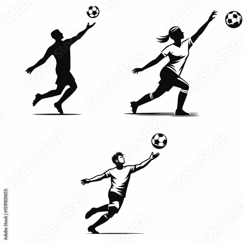 A Soccer player throw in. Sports Activity Playing Game Athlete Competition Clipart Line Art Vector Illustration. football hurl lawful technique during match play action.