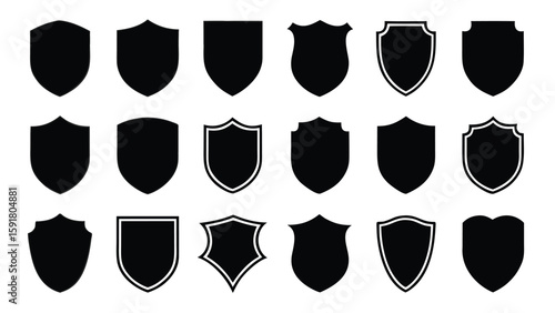 Diverse shield shapes black graphic emblem crest