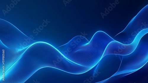 Abstract Blue Wave Lines Flowing Background for Modern Presentation Design