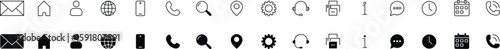 Contact icon set. Thin line and Solid icons vector collection. Web icon set. Phone, name, website, address, location and mail,  fax, info, logo symbol sign pack. Business icon for company.
