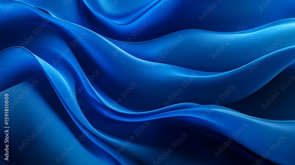 Obraz premium Wavy Blue Fabric Background with Smooth Gradient and Abstract Design