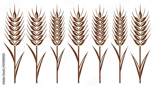 Stylized brown wheat stalks arranged horizontally grain