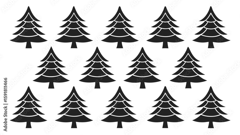 Obraz premium Stylized evergreen trees pattern christmas trees silhouettes