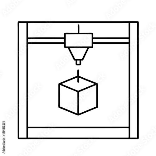 3D Printer Cube with Nozzle Outline Design for Manufacturing and Technology