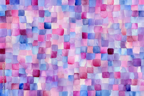 Abstract Watercolor Mosaic Pattern In Pink And Purple Tones