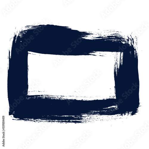 Black Frame With Hand Drawn Grunge Ink Brush Stroke. Creative abstract paintbrush line with rough edges. Stain for backdrops. Freehand doodle line perfect for highlight text