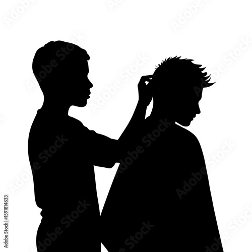 Silhouette of teen boy getting haircut – Modern grooming, confidence boost