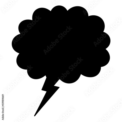 Silhouette of speech bubble with lightning bolt – Halloween scare, electrified emotion