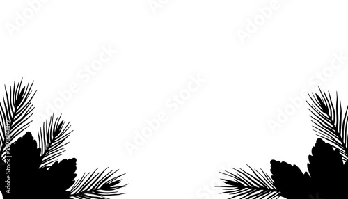 Silhouette of pinecones and needles on white background – Autumn seasonal decor