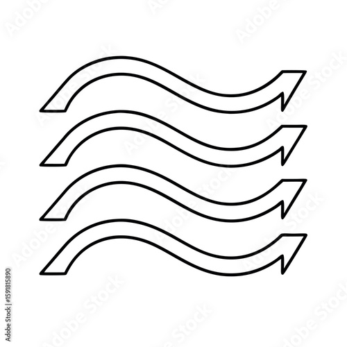 Fluid Dynamics Icon Curved Lines Representing Flow Movement and Scientific Concepts