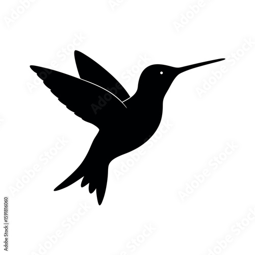 Hummingbird hovering in perfect stillness Line Art Vector illustration