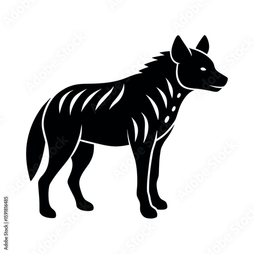 Majestic hyena in profile stance Line Art Vector illustration