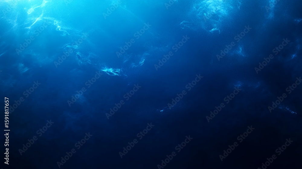 Fototapeta premium Abstract Deep Blue Underwater Scene with Light Rays and Reflections