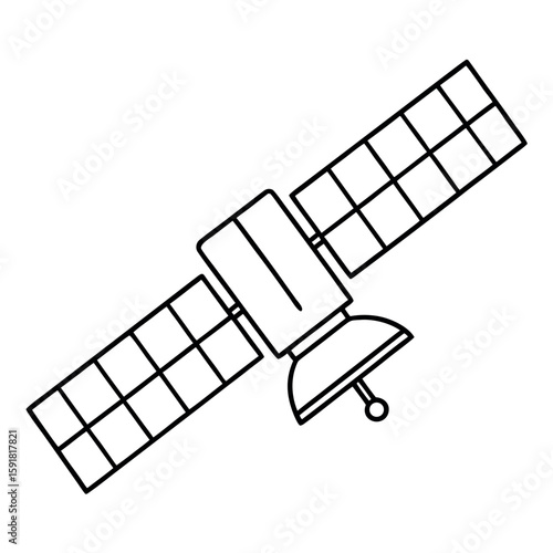Satellite with Two Rectangular Solar Panels Vector Illustration Design