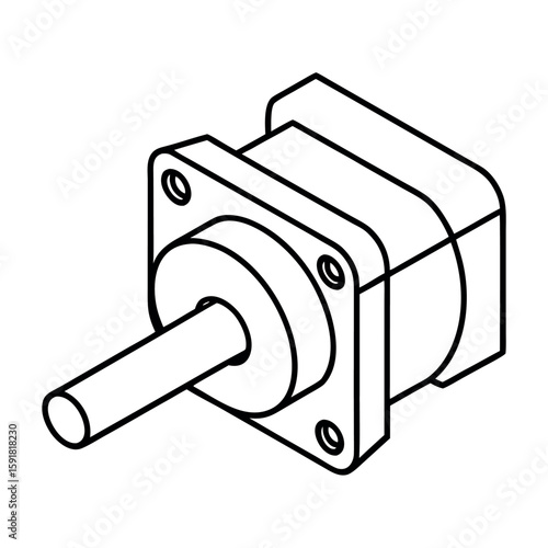 Square Stepper Motor with Central Shaft Vector Illustration Design