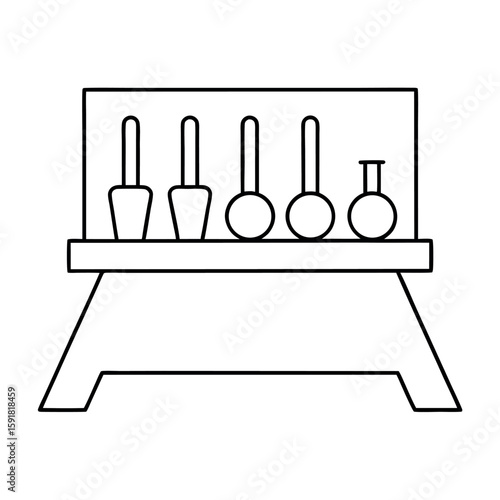 Test Bench Setup with Instrument Shapes Tabletop Electronic Equipment Illustration