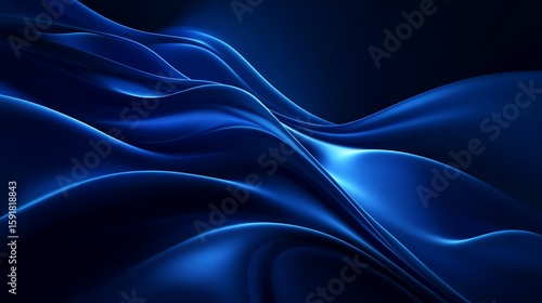 Elegant Blue Fabric Waves Flowing Abstractly for Background or Design