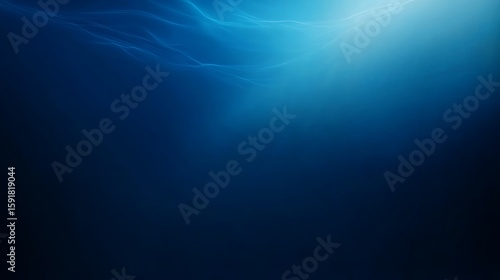 Abstract Dark Blue Water with Flowing Light Rays and Elegant Lines