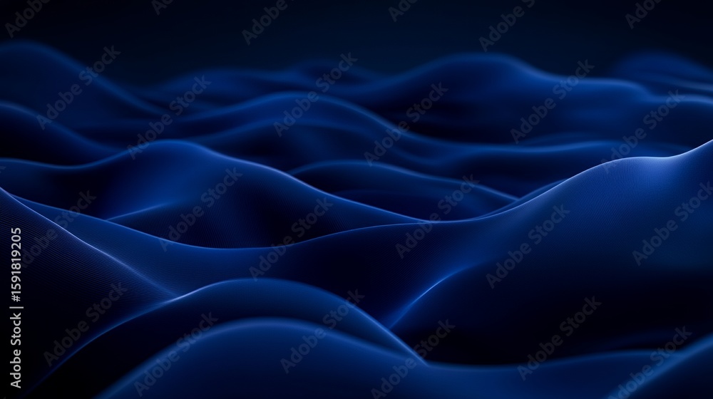 Obraz premium Abstract Flowing Dark Blue Waves Background with Subtle Light and Shadow