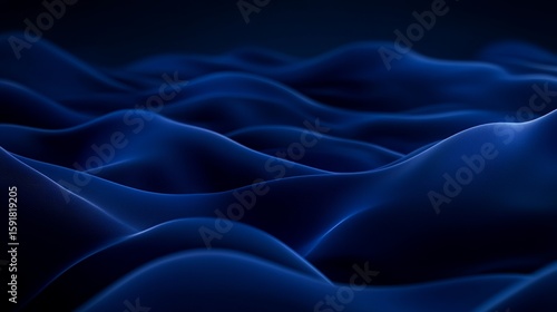 Abstract Flowing Dark Blue Waves Background with Subtle Light and Shadow
