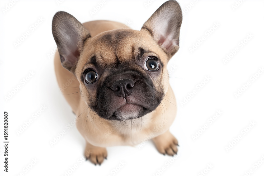Cute French Bulldog puppy with adorable expression on white background, perfect for animal lovers Cute French Bulldog puppy with adorable expression on white background, perfect for animal lovers