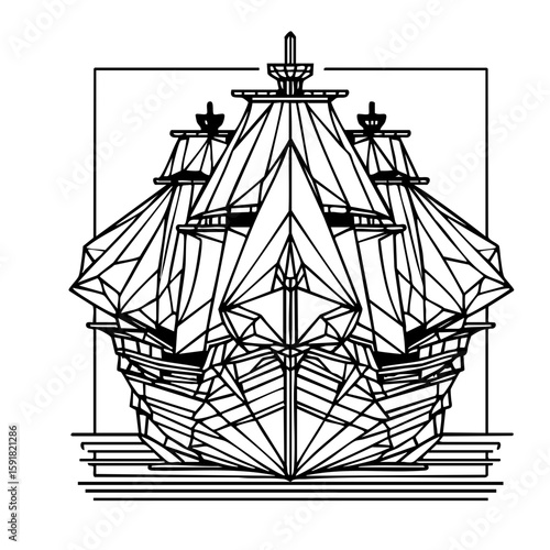 Coloring page,  thanksgiving, ship