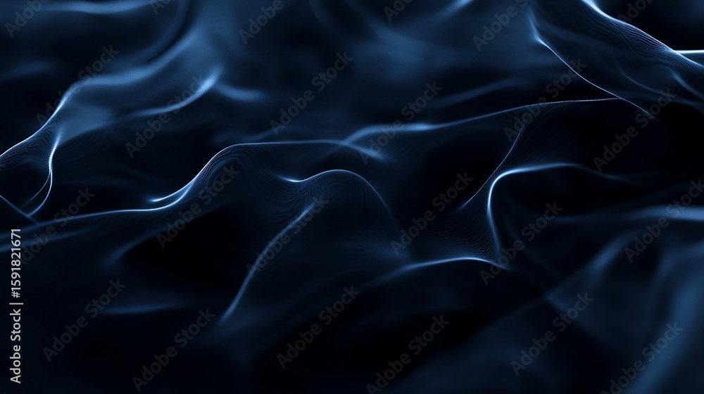 Obraz premium Abstract Dark Blue Wavy Surface with Light Streaks and Shadow Play