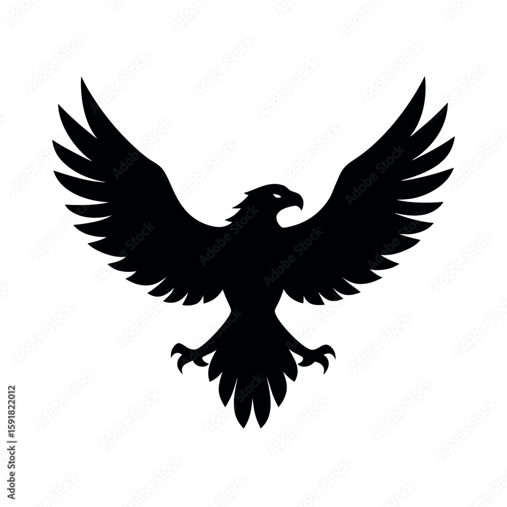 Obraz premium Focused eagle in flight with outstretched wings Line Art Vector illustration