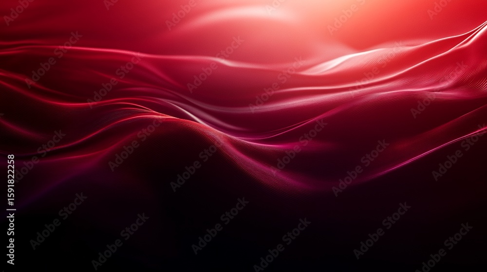 Obraz premium Abstract Red Silk Waves Flowing Gently with Light Shining From Above