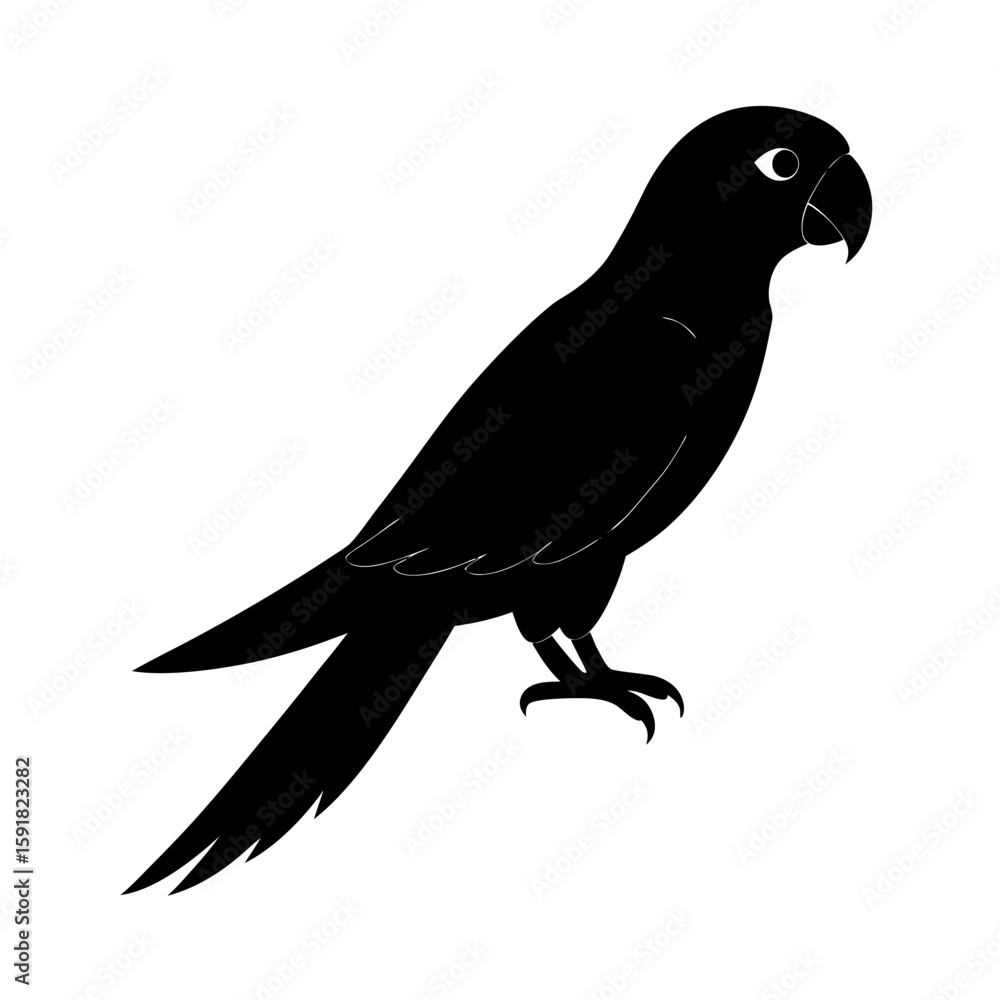 Obraz premium Tropical parrot perched showing vibrant form Line Art Vector illustration