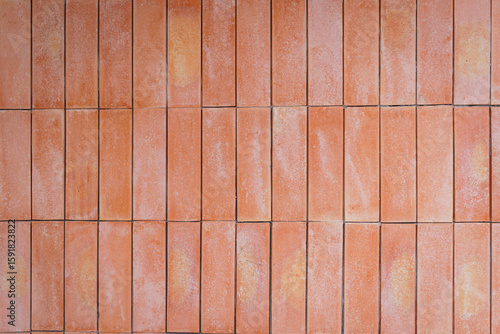 Rectangular long shape wall background made of terracotta on architectural wall decoration for a modern home and building.