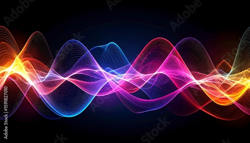 Colorful, abstract wave patterns on a dark background