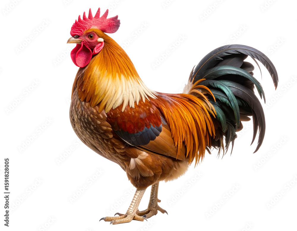 Fototapeta premium Vintage Style Rooster with Muted Earth Tones, isolated on transparent background PNG