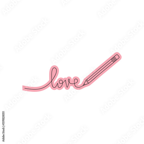 Pencil writing the word love simple drawing