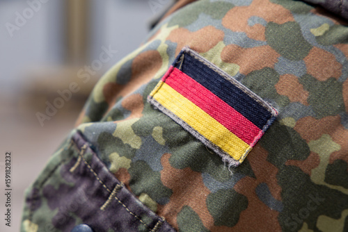 Bundeswehr symbol image: Close-up of the German flag on the Bundeswehr uniform