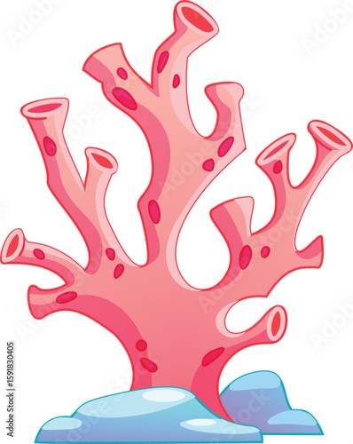 Pink coral cartoon vector illustration