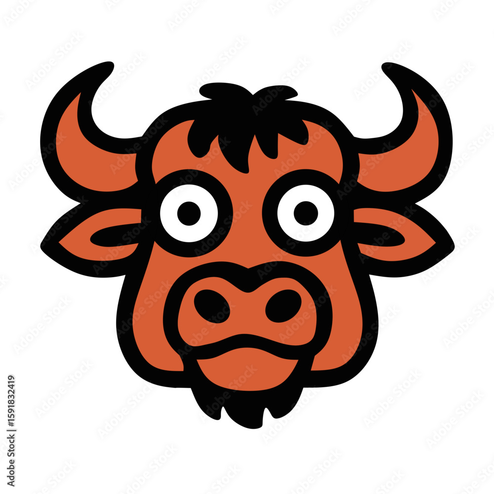 Obraz premium Cartoon Bull Head Icon Illustration | Animal Graphic Design for Digital Use