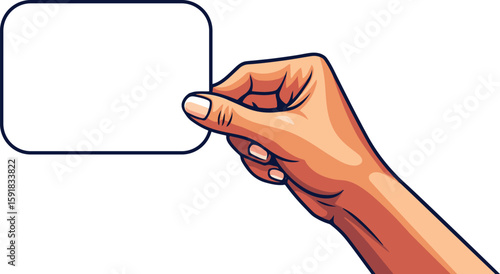 A hand holding paper mockup vector illustration