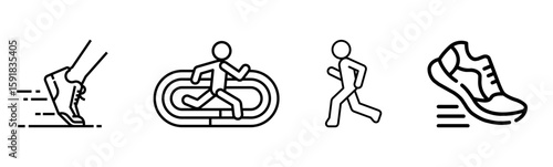 Running and Athletic Icons: Sport, Training, and Fitness Elements