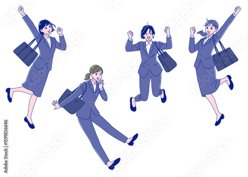 アニメ風の女の子の就職活動セット