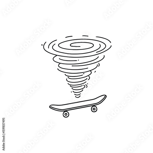 Tornado doing a skateboard flip trick illustration