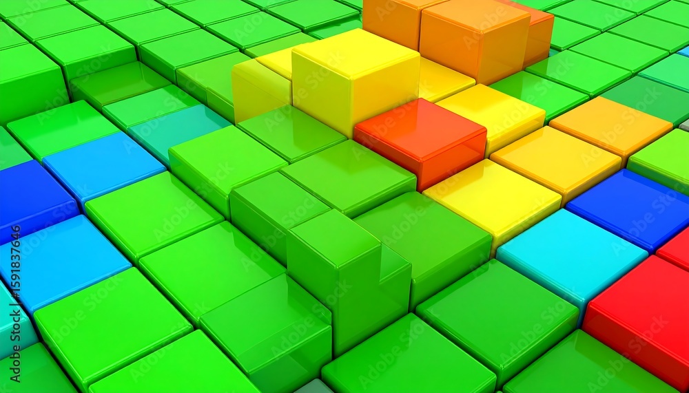 Obraz premium Colorful, glossy cubes in a geometric pattern