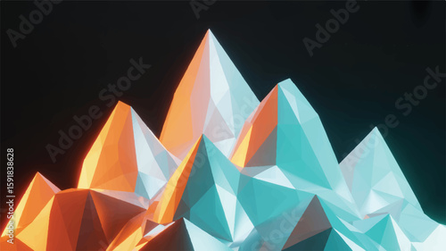 Abstract Geometric Crystal Peaks Orange Teal vector