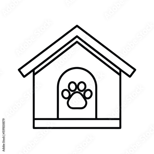 Charming doghouse with paw print nameplate line art design